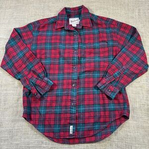 Vinatge Woolrich Men's Red/Green Plaid Flannel Shirt Size Small Christmas Colors